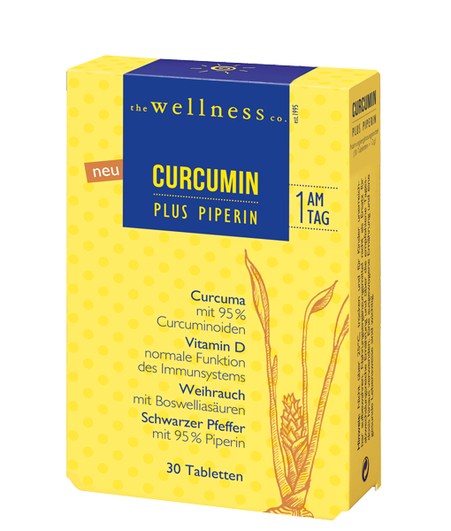 Produktverpackung von Curcumin Tabletten